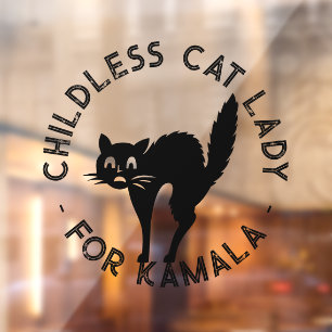 Childless Cat Lady for kamala funny cute cat black Window Cling