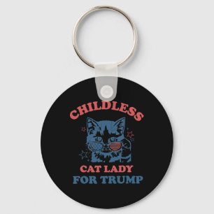 Childless Cat Lady For Trump Funny 2024 Election  Keychain