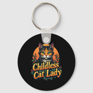 Childless Cat Lady Funny Cat Lover 2 Keychain