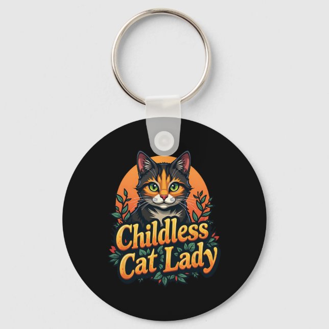 Childless Cat Lady Funny Cat Lover 2  Keychain (Front)
