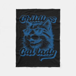 Childless Cat Lady Funny Cat Lover Fleece Blanket