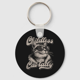 Childless Cat Lady Funny Cat Lover Graphic Keychain