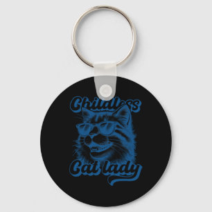 Childless Cat Lady Funny Cat Lover  Keychain