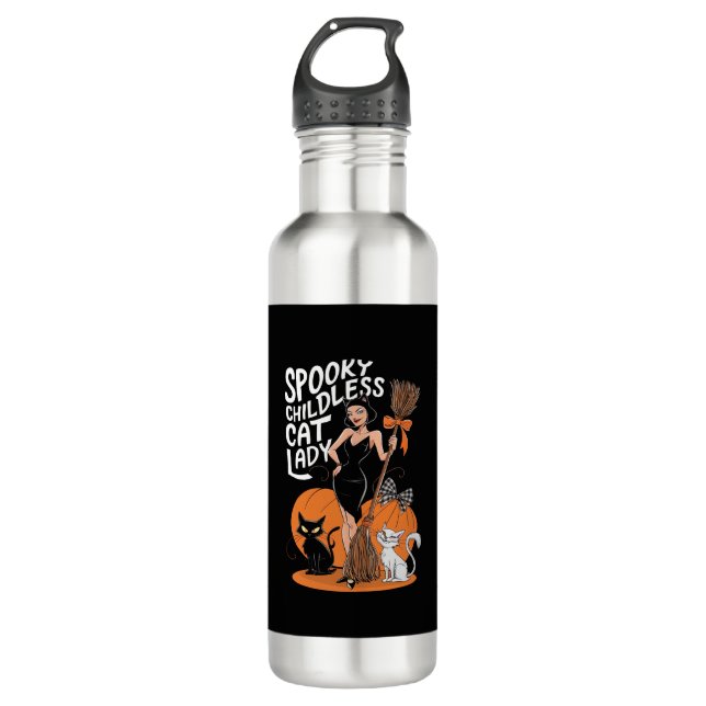 Childless Cat Lady Halloween Spooky Witch Election 710 Ml Water Bottle (Front)