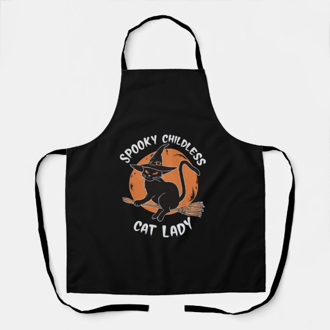 Childless Cat Lady Halloween Spooky Witch Election Apron (Front)