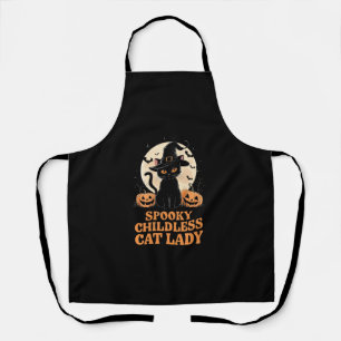 Childless Cat Lady Halloween Spooky Witch Election Apron