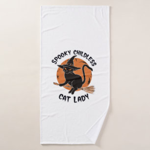 Childless Cat Lady Halloween Spooky Witch Election Bath Towel