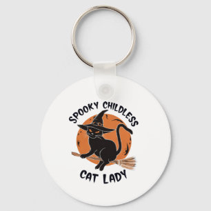 Childless Cat Lady Halloween Spooky Witch Election Keychain