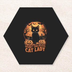 Childless Cat Lady Halloween Spooky Witch Election Paper Coaster