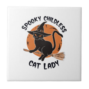Childless Cat Lady Halloween Spooky Witch Election Tile