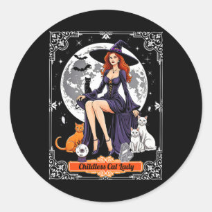 Childless Cat Lady Halloween Witch Cats Witchy Spo Classic Round Sticker