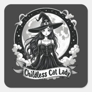 Childless Cat Lady Harris Walz Halloween Pastel Square Sticker