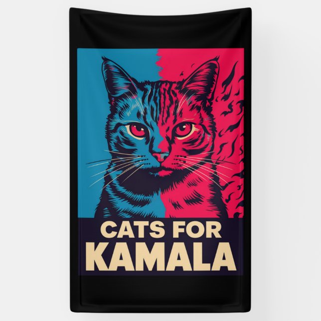Childless Cat Lady is Voting Kamala Harris 2024 Banner (Vertical)