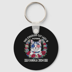 Childless Cat Lady Is Voting Kamala Harris 2024  Keychain