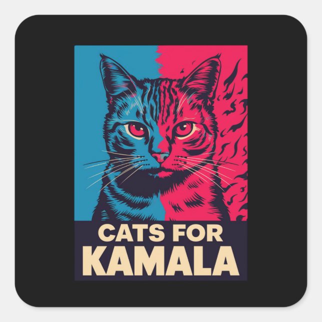 Childless Cat Lady is Voting Kamala Harris 2024 Square Sticker (Front)