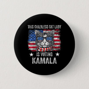 Childless Cat Lady Is Voting Kamala Harris 2024 Us 2 Inch Round Button