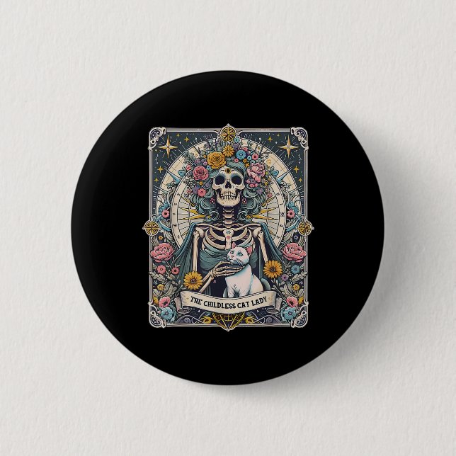 Childless Cat Lady Tarot Card  2 Inch Round Button (Front)
