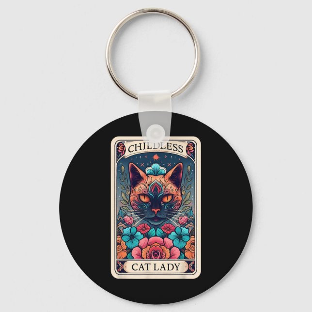 Childless Cat Lady Tarot Card 2  Keychain (Front)