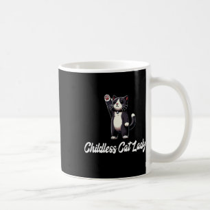 Childless Cat Lady -tuxedo Cat Raising Paw- Funny  Coffee Mug