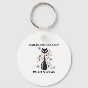 Childless Cat Lady Who Votes Mid-century Cats 50s Keychain