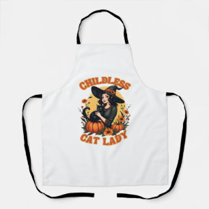 Childless cat lady witch - funny witchy black cat  apron