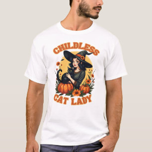 Childless cat lady witch - funny witchy black cat  T-Shirt