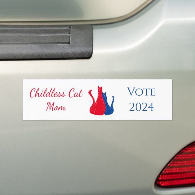 Childless Cat Mom 2024 Election President  Bumper Sticker (On Car)