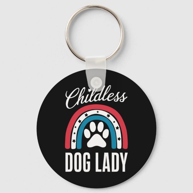 Childless Dog Lady Election Vote 2024 Rainbow USA Keychain (Front)