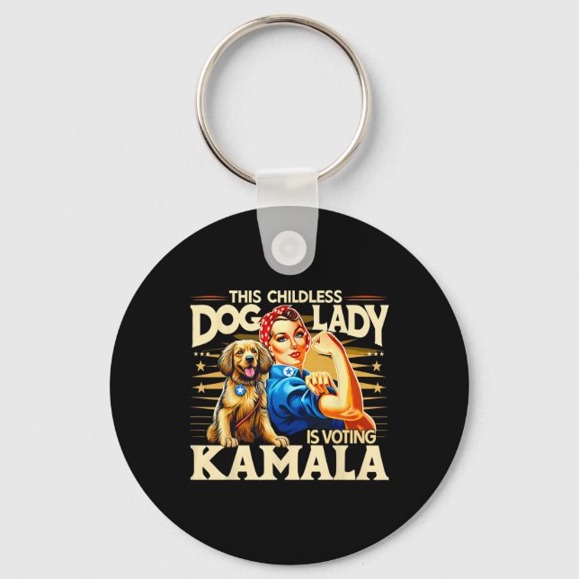 Childless Dog Lady Is Voting Kamala  Keychain (Front)