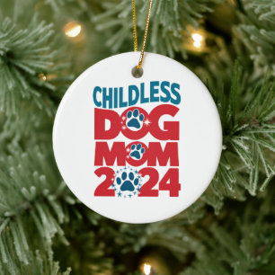 Childless Dog Mom Dog Lady Voting Patriotic Dog  Ceramic Ornament