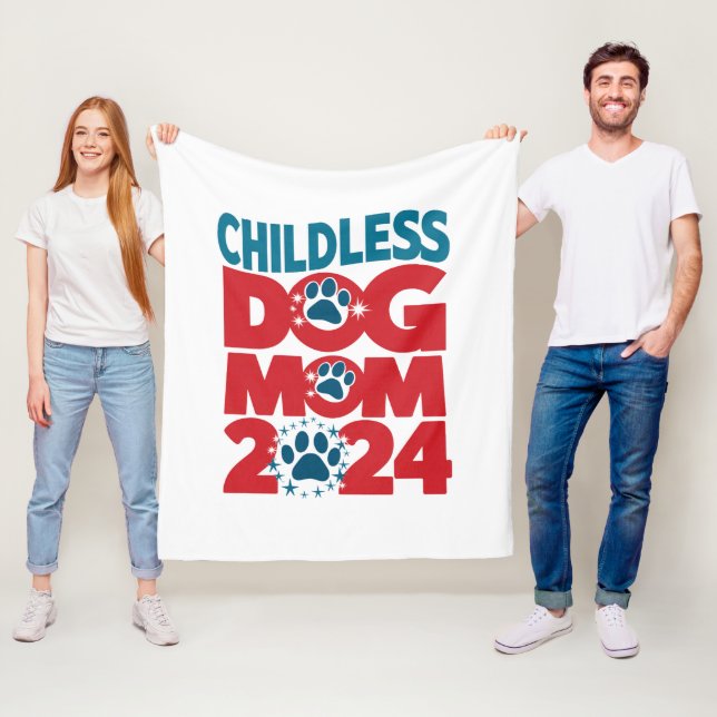 Childless Dog Mom Dog Lady Voting Patriotic Dog  Fleece Blanket (In Situ)