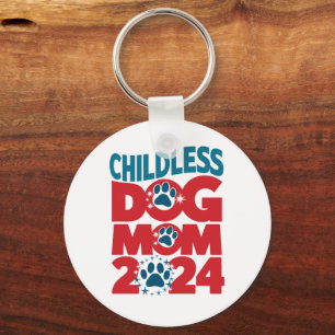 Childless Dog Mom Dog Lady Voting Patriotic Dog  Keychain