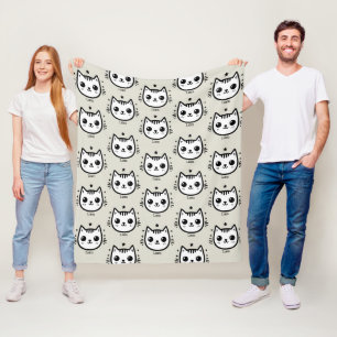 Childlike Drawing   Black and White   Minimalist Fleece Blanket