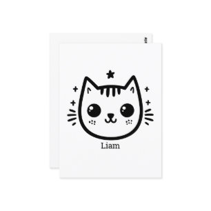 Childlike Drawing   Black and White   Minimalist Postcard