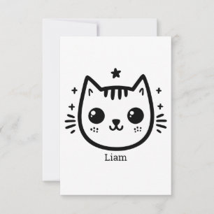 Childlike Drawing   Black and White   Minimalist Thank You Card