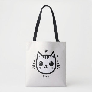 Childlike Drawing Black and White Minimalist Tote Bag