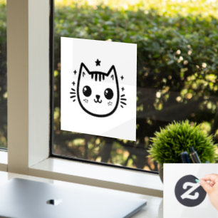 Childlike Drawing   Black and White   Minimalist Window Cling
