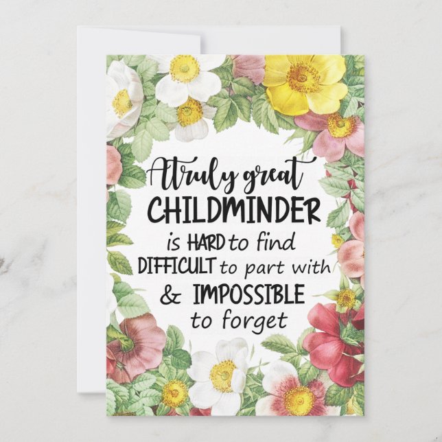 Childminder Card Thank You Card  Truly Great  (Front)