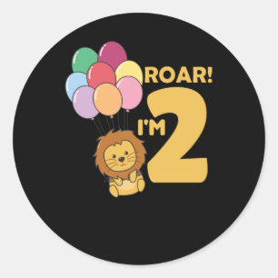 Children 2. Birthday Lion 2 Years Old Boy Classic Round Sticker
