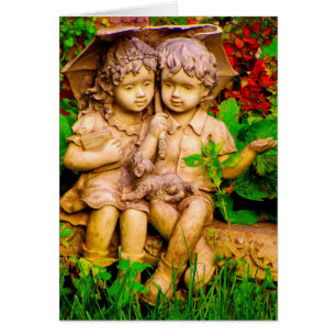 Children and a Puppy share an Umbrella in the Rain