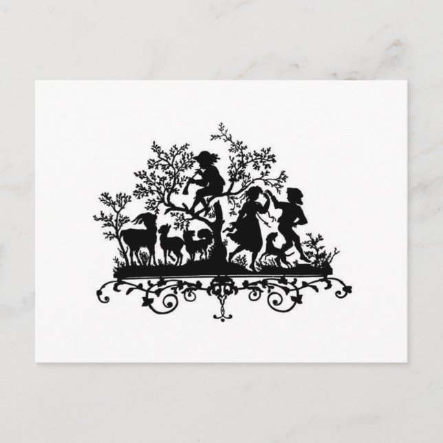Children and Animals Silhouette Postcard (Front)