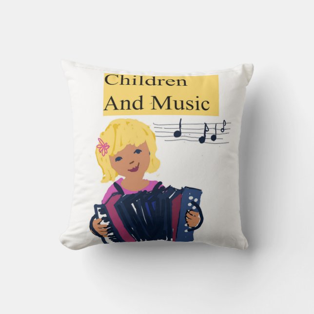 Children And Music Throw Pillow (Front)