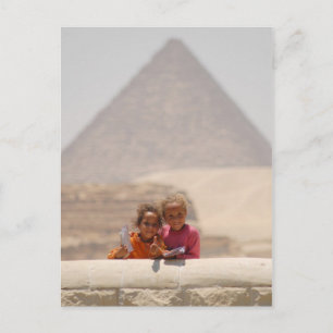 Children and pyramid postcard
