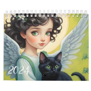 Children Angels and Cute Animals. 2024  Calendar