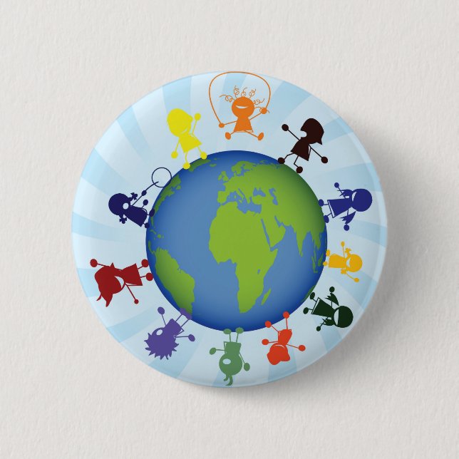Children around the globe 2 inch round button (Front)