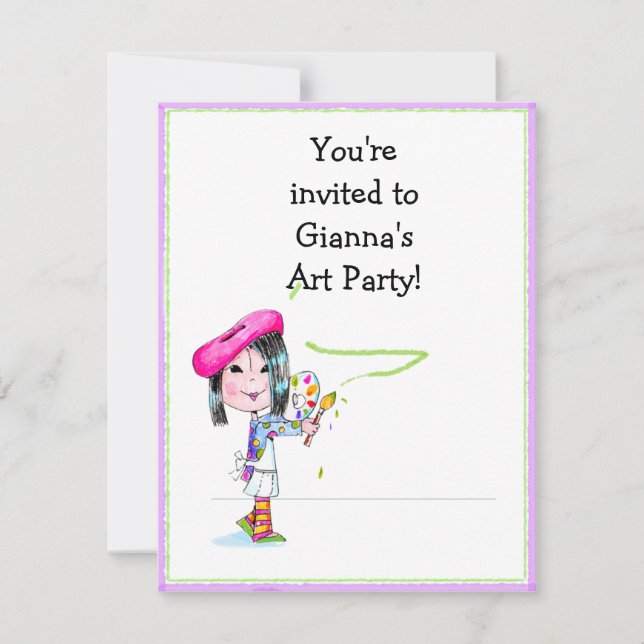 Children Artist Party Birthday Invitation (Front)
