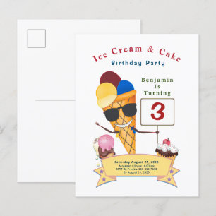 Children Birthday Party Fun Cute Invitation Postcard