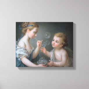 Children blowing bubbles canvas print