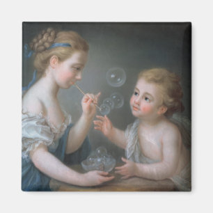 Children blowing bubbles magnet