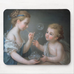 Children blowing bubbles mouse pad